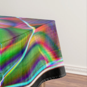 Overlapping tape-like curves, neon colorful relief tablecloth