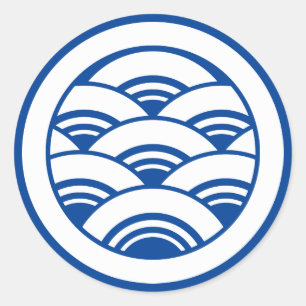 Overlapping waves in circle classic round sticker