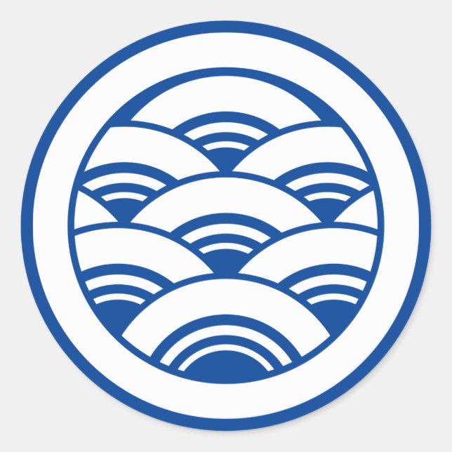 Overlapping waves in circle classic round sticker (Front)