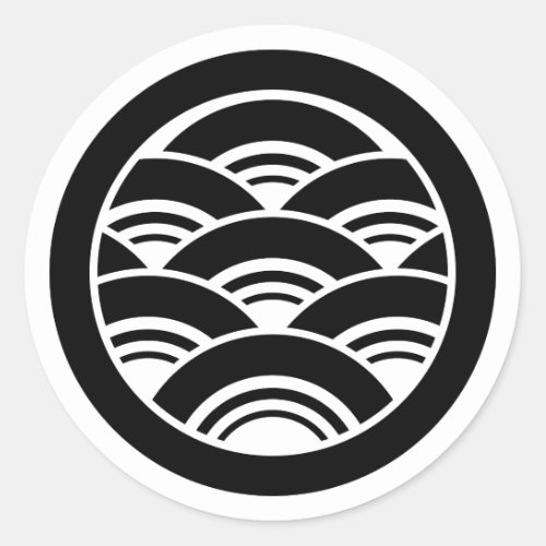 Overlapping waves in circle classic round sticker