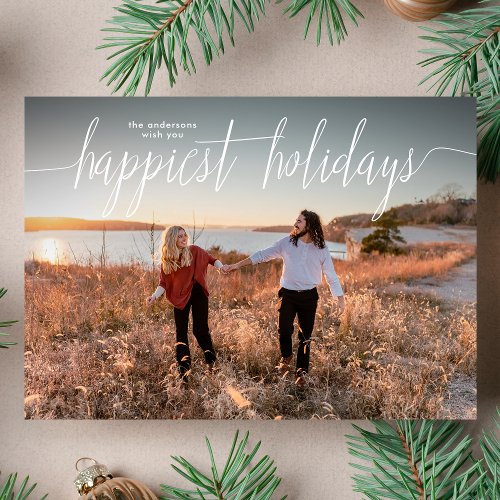 Overlay Happiest Holidays Lettering Photo Card