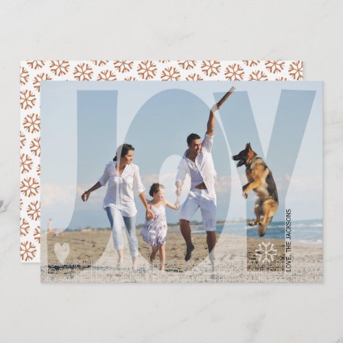 Overlay joy Christmas copper snowflake photo Holiday Card