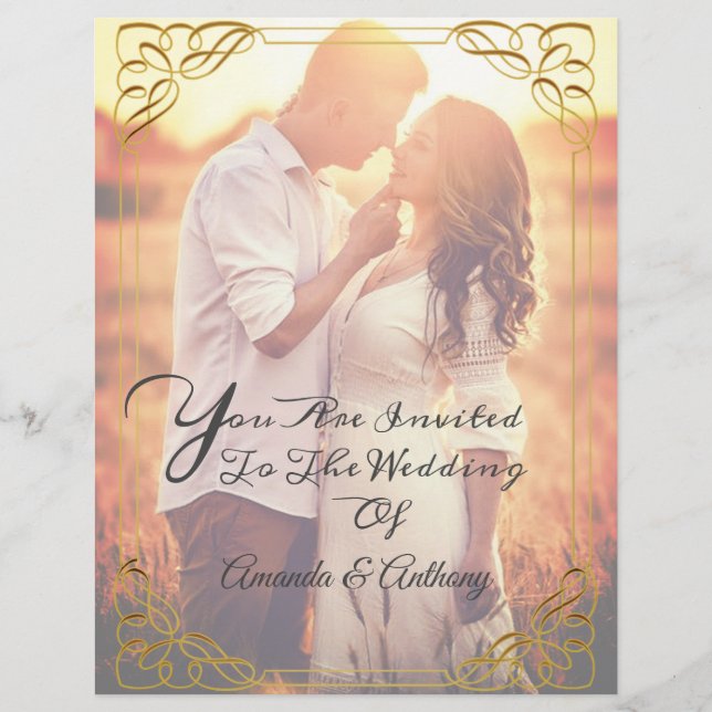 Overlay photo budget elegant wedding invitation fl flyer (Front)