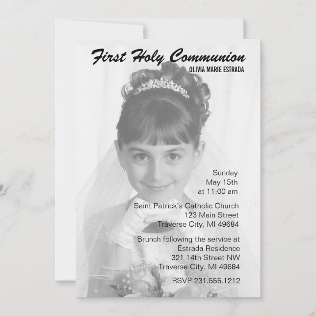 Overlay Photo First Communion Invitations (Front)