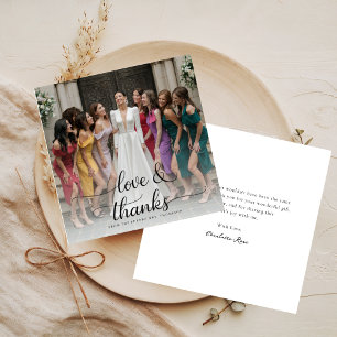 Overlay Photo Love & Thanks Script Bridal Shower Thank You Card