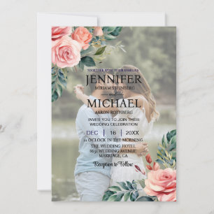 Overlay Portrait Picture Photo QR Roses Wedding Invitation