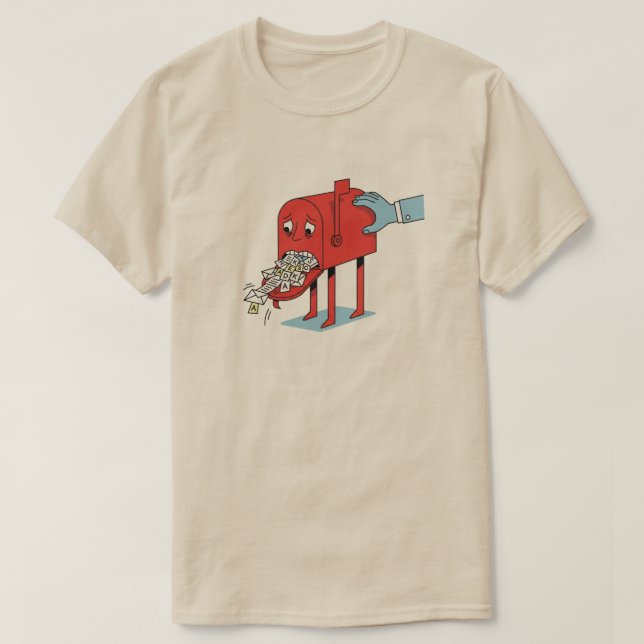 Overloaded Mailbox Cartoon | Funny Relatable Illus T-Shirt (Design Front)