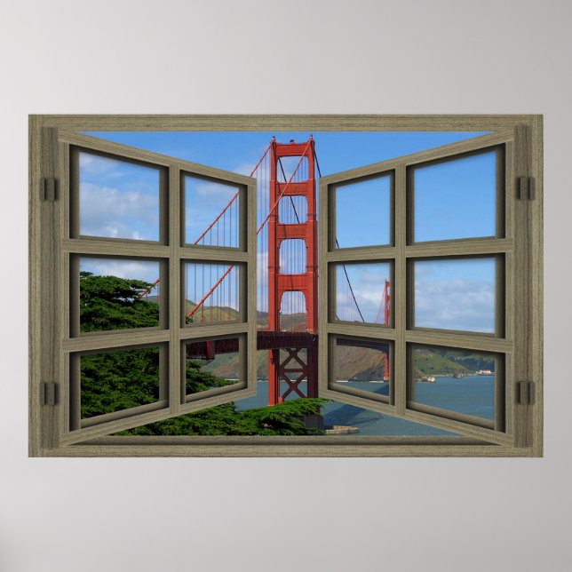 Overlooking The Golden Gate Bridge Window Poster (Front)