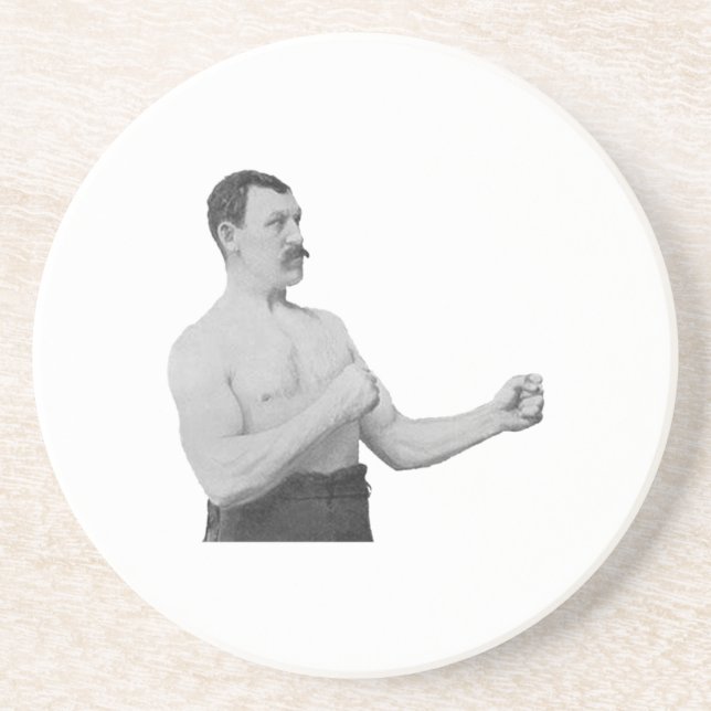 Overly Manly Man Meme Drink Coaster (Front)