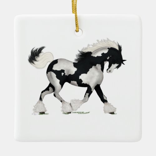 Overo Gypsy Vanner Horse Personalized Christmas Ce Ceramic Ornament