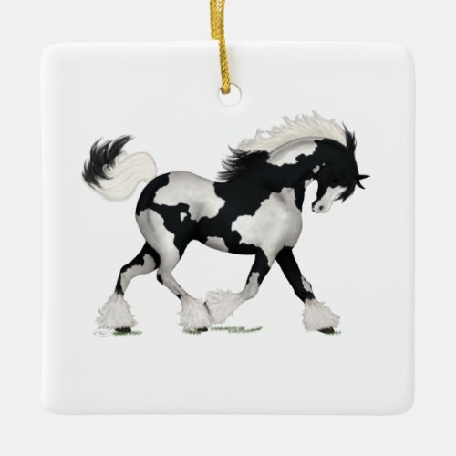 Overo Gypsy Vanner Horse Pony Equestrian Charm Ceramic Ornament