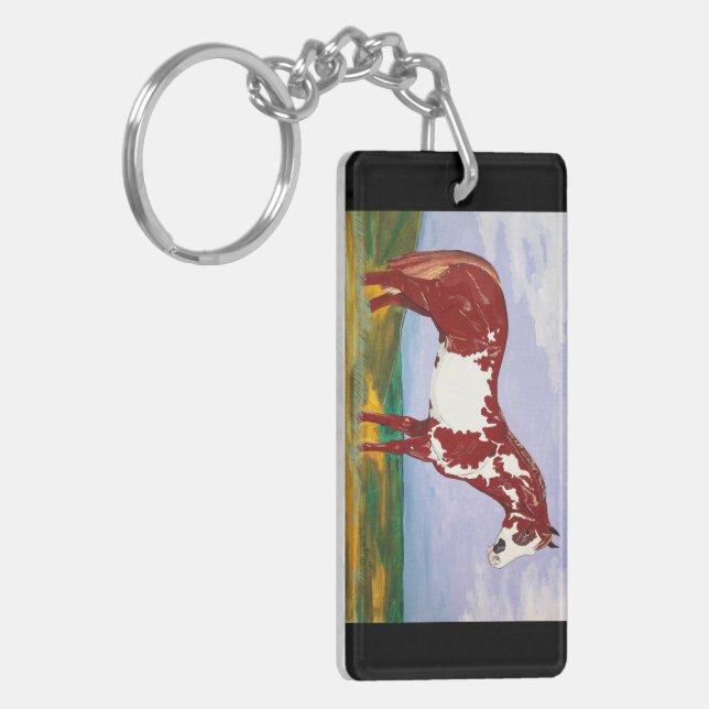 Overo Paint Stallion - Keychain (Front Left)