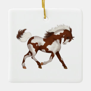 Overo Pinto Wild Horse Pony Personalized Christmas Ceramic Ornament