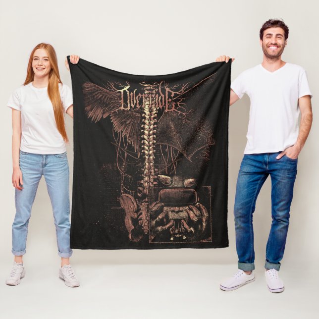 Override - Techno-Goth Streetwear Design Fleece Blanket (In Situ)