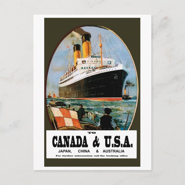 Oversea Cruiser Ship to Canda and USA Postcard (Front)