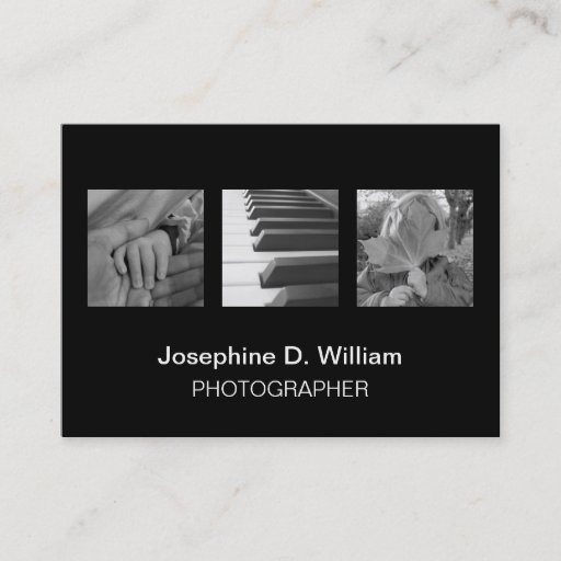 Customizable Oversize 3 photos or logo black white modern chic business card