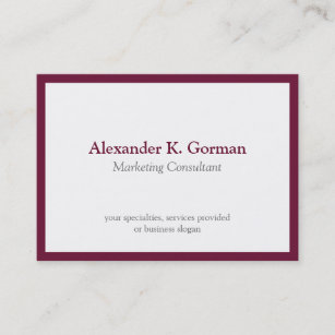Oversize classic burgundy border solid profession business card