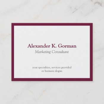 Oversize Classic Burgundy Border Solid Profession Business Card by FidesDesign at Zazzle