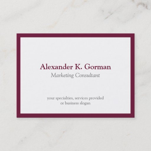 Customizable Oversize classic burgundy border solid profession business card