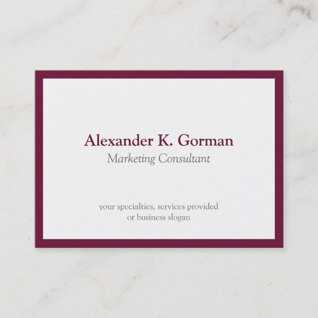 Oversize classic burgundy border solid profession business card (Front)