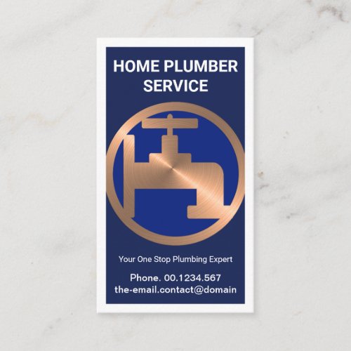 Oversize Copper Water Faucet Plumbing Contractor Business Card