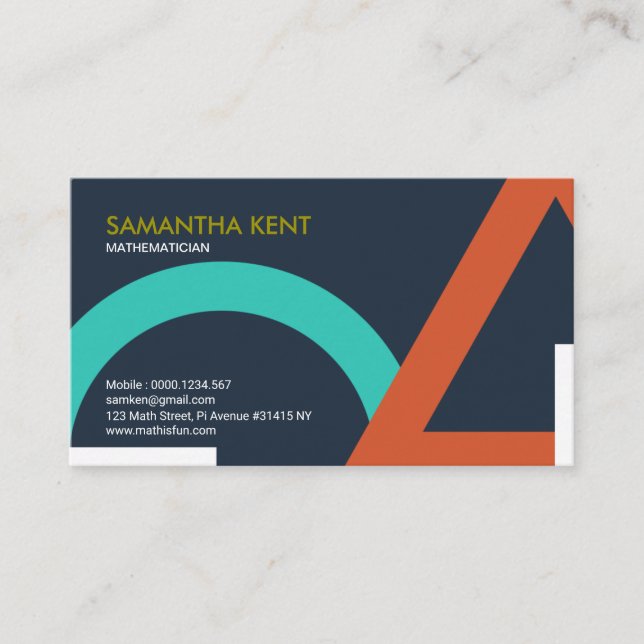 Oversize Geometric Shapes Math Mathematician Business Card (Front)