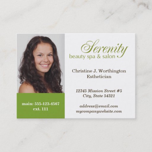 Customizable Oversize green custom headshot company logo business card