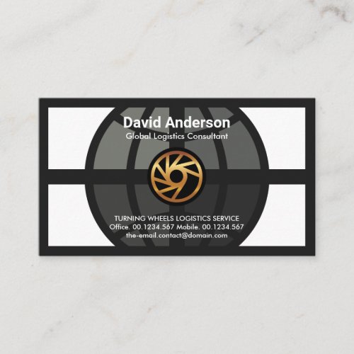 Oversize Grey Globe Quadrant Rotating Wheels Logo Business Card