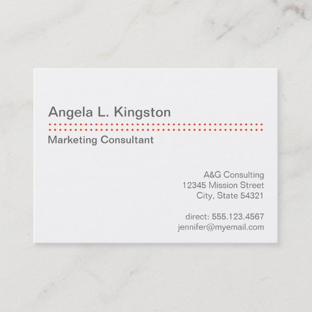 Oversize modern micro dot cherry red gray custom business card (Front)