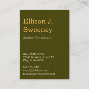 Oversize moss gray professional bold type design business card