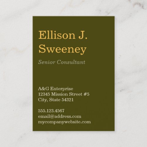 Oversize moss gray professional bold type design business card template