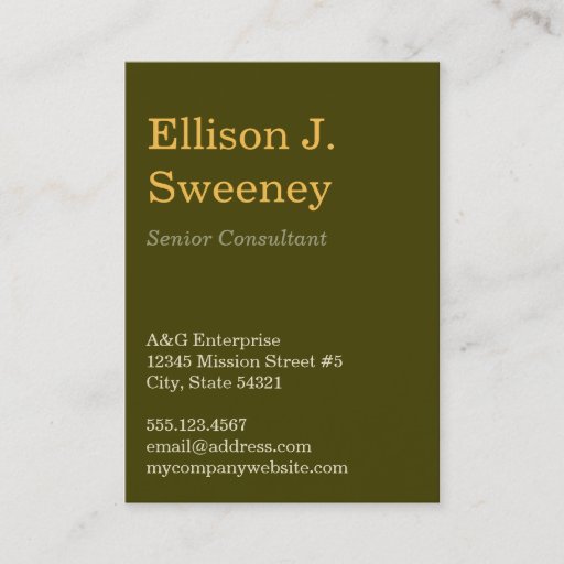 Customizable Oversize moss gray professional bold type design business card template