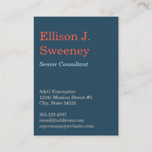 Oversize navy blue professional bold type design business card