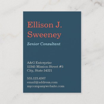 Oversize Navy Blue Professional Bold Type Design Business Card by FidesDesign at Zazzle