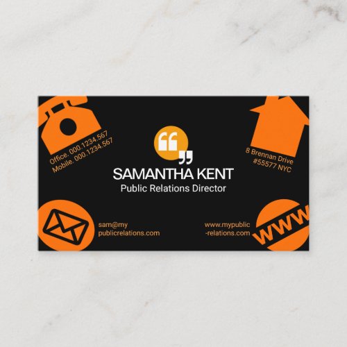 Oversize Social Media Icons Public Relations Business Card