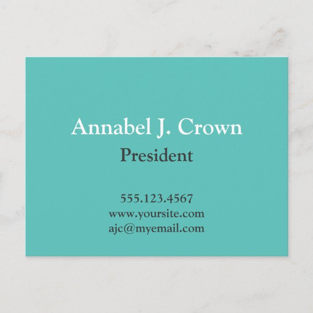 Oversize solid teal company logo traditional busin postcard (Front)