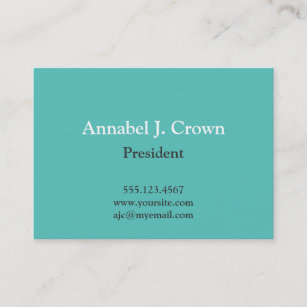 Oversize solid teal company logo traditional business card