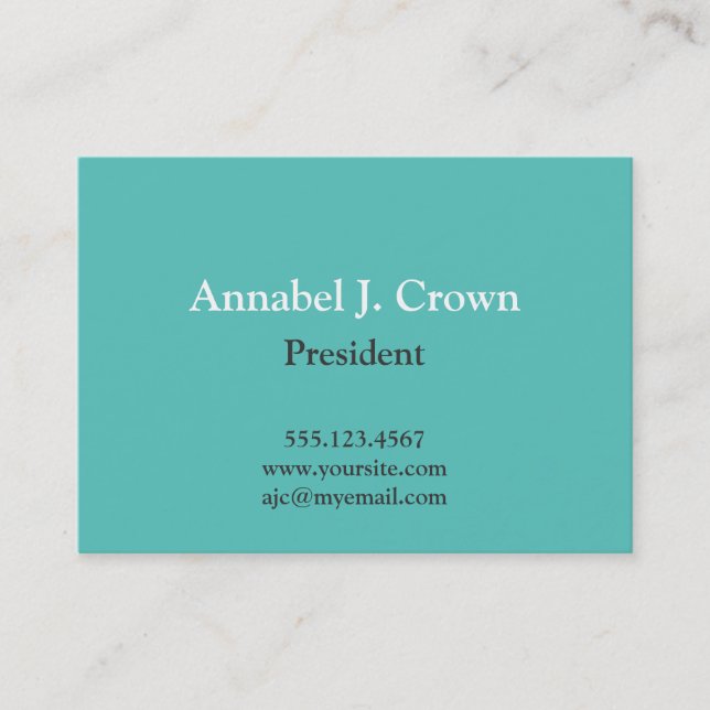 Oversize solid teal company logo traditional business card (Front)