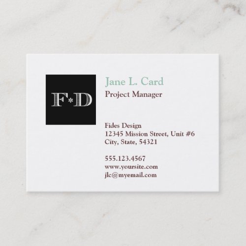 Oversize thumbnail logo simply chic white brown business card template