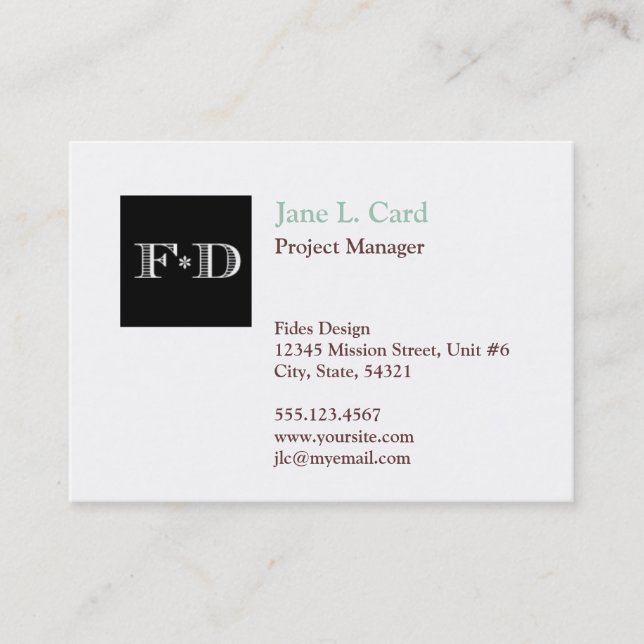 Oversize thumbnail logo simply chic white brown business card (Front)
