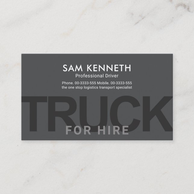 Oversize Truck Signage Lorry Transport Business Card (Front)