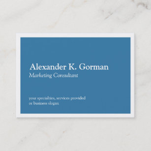 Oversize white border solid colbalt blue classic business card