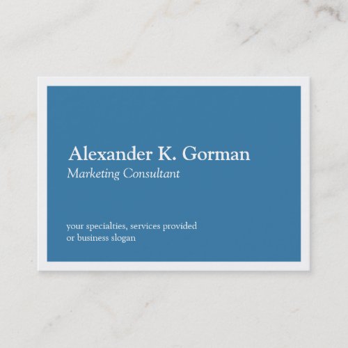 Oversize white border solid colbalt blue classic business card templates