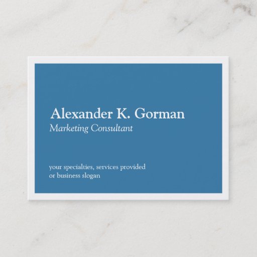 Customizable Oversize white border solid colbalt blue classic business card templates