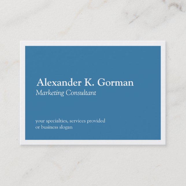 Oversize white border solid colbalt blue classic business card (Front)