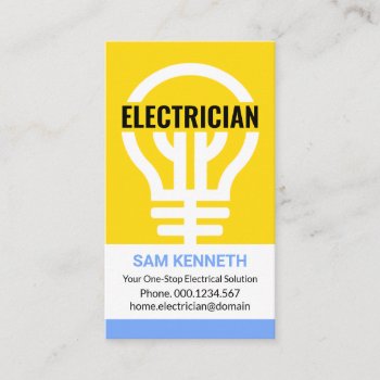 Oversize Yellow Bulb Signage Electrical Contractor Business Card by keikocreativecards at Zazzle