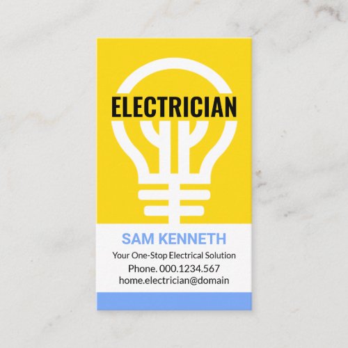 Oversize Yellow Bulb Signage Electrical Contractor Business Card