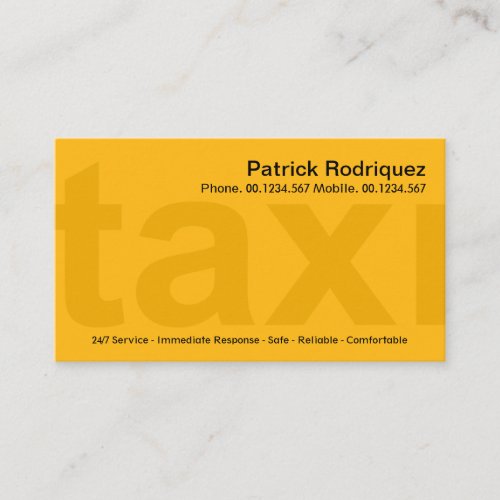 Oversize Yellow Taxi Signage Private Taxi Driver Business Card