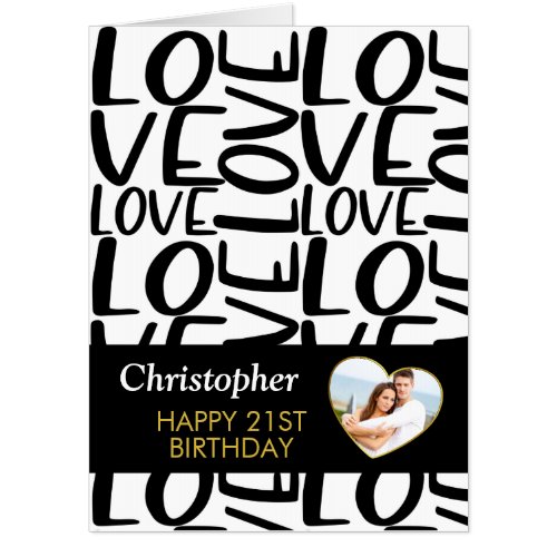 Oversized 21st Birthday Love Typography Photo Card