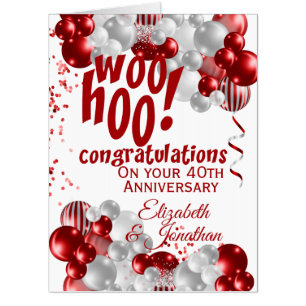 Oversized 40th Anniversary Ruby Congratulations Card